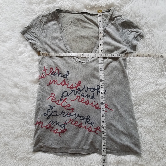 Small Ladies V Neck Graphic Tee - Picture 2 of 7